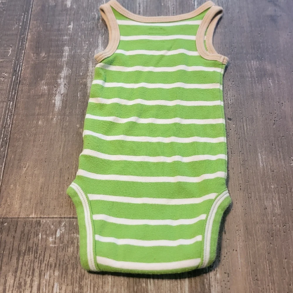 Carter's Green and White Striped Bodysuit Sleeveless One Piece - Picture 6 of 6